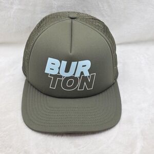 Burton Hat Cap Snap Back Green High Profile Foam Front Trucker Ski Snowboard Men
